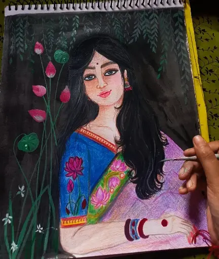 Beautiful Animated Girl Handmade Painting